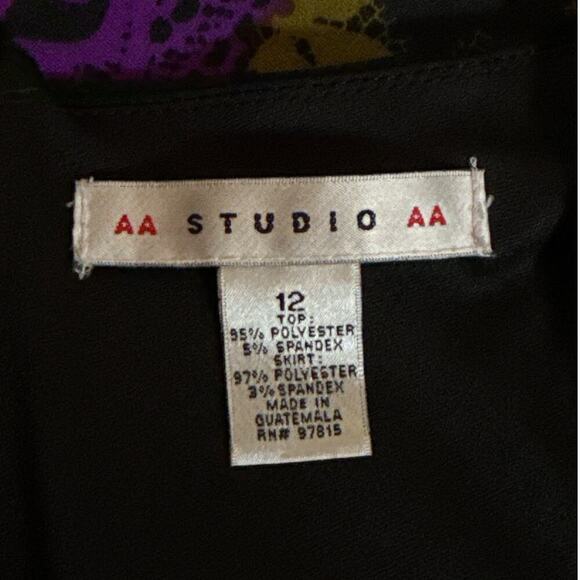 AA Studio AA Women's Boho Faux Wrap V-Neck short Sleeve Dress Size 12 Black NWOT - Picture 8 of 8